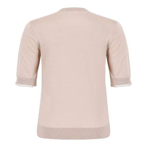 Fabiana Filippi Beige Short-Sleeve Knit Sweater.  2