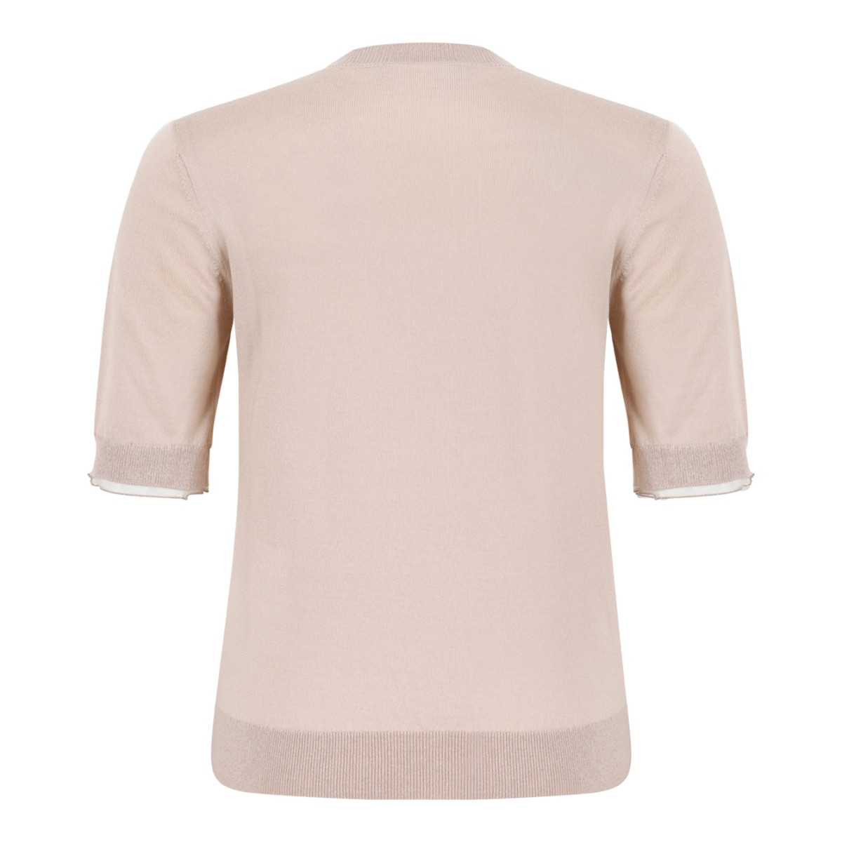 Fabiana Filippi Beige Short-Sleeve Knit Sweater. 