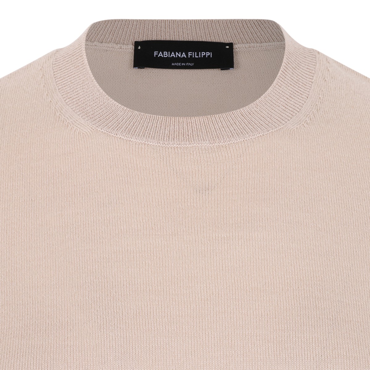 Fabiana Filippi Beige Short-Sleeve Knit Sweater. 
