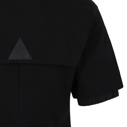 Moncler Black Cotton T-Shirt with Logo Patch.  