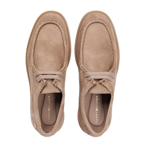 Tommy Hilfiger Beige Suede Moccasin Shoes. 