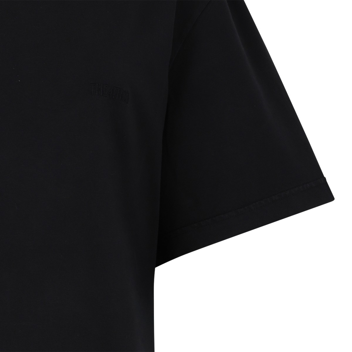 The Attico Black Asymmetric Slit Cotton T-Shirt Dress. 