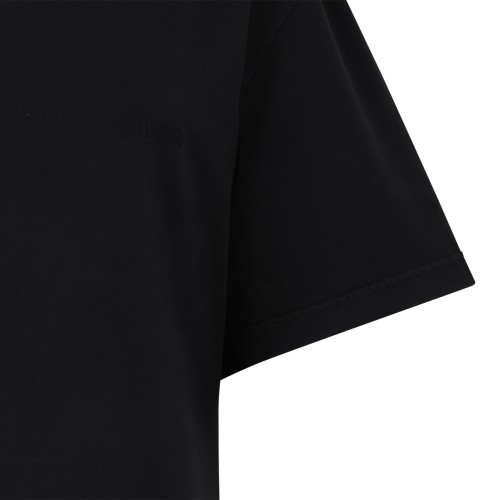 The Attico Black Asymmetric Slit Cotton T-Shirt Dress. 