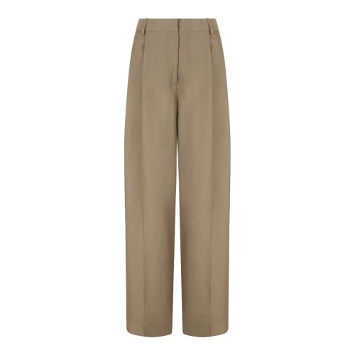 Fabiana Filippi Beige High-Waisted Wide-Leg Trousers.  