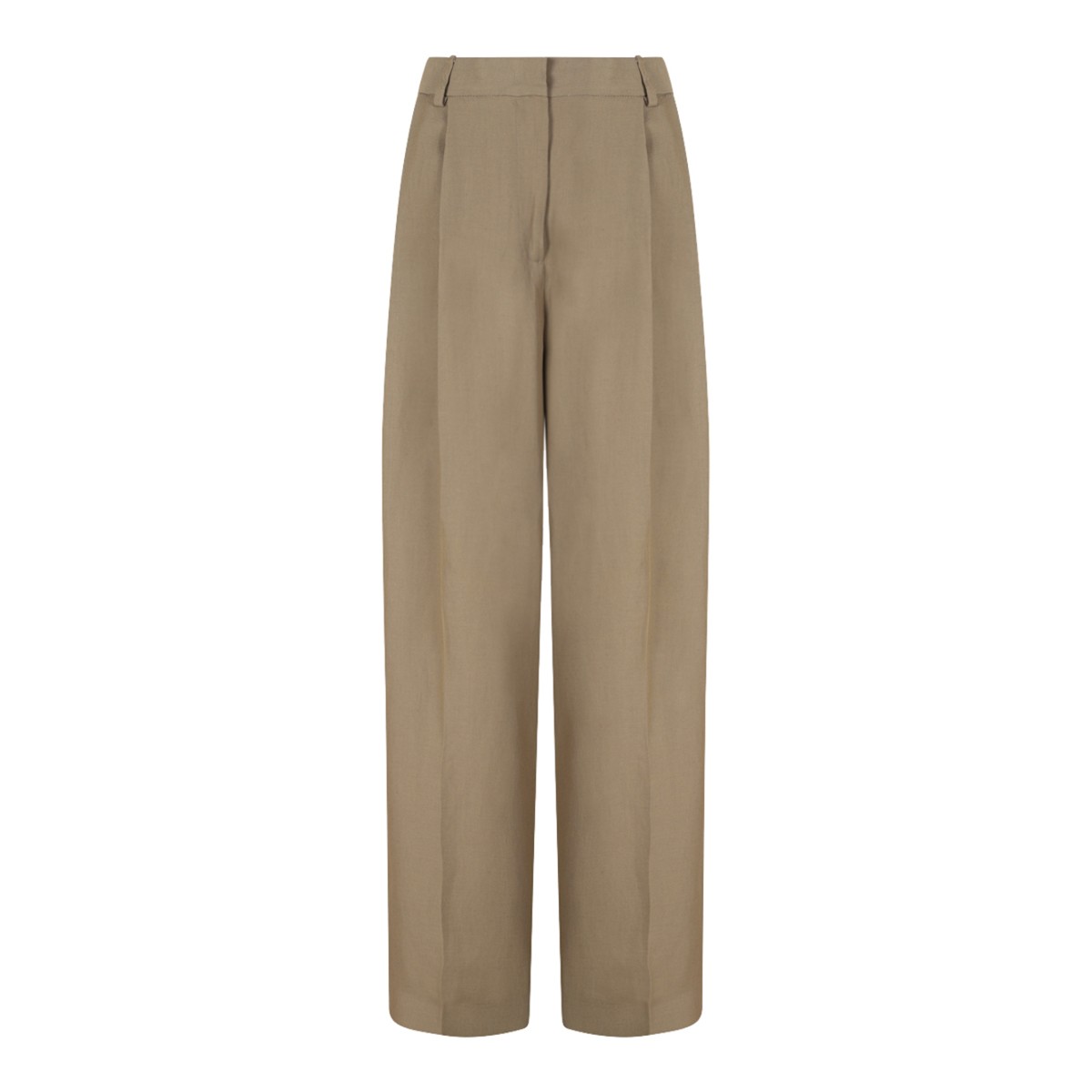 Fabiana Filippi Beige High-Waisted Wide-Leg Trousers.  