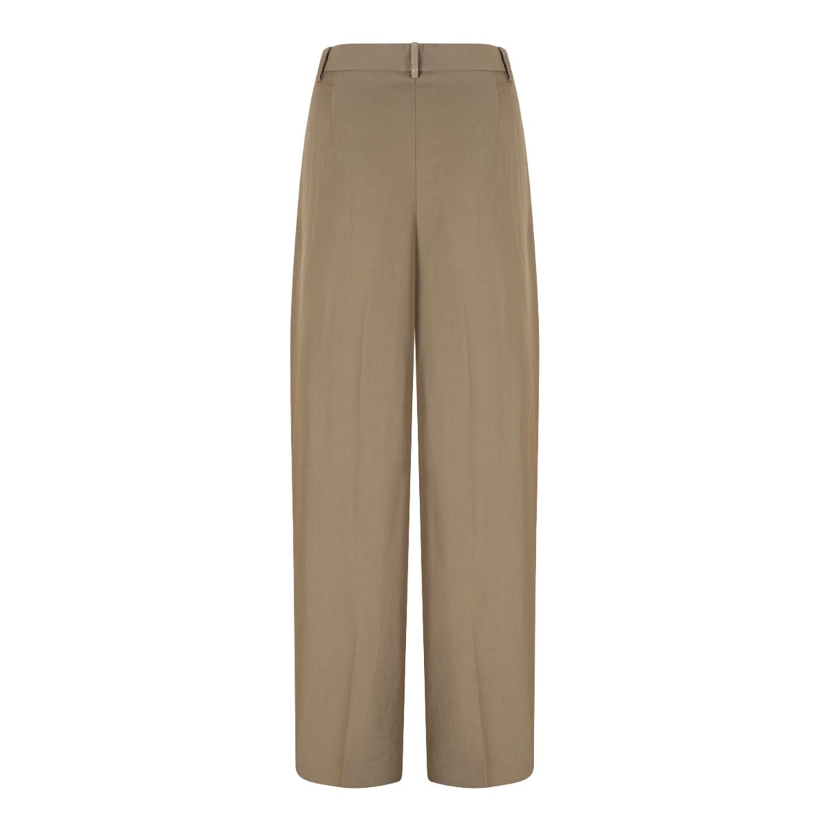 Fabiana Filippi Beige High-Waisted Wide-Leg Trousers.  