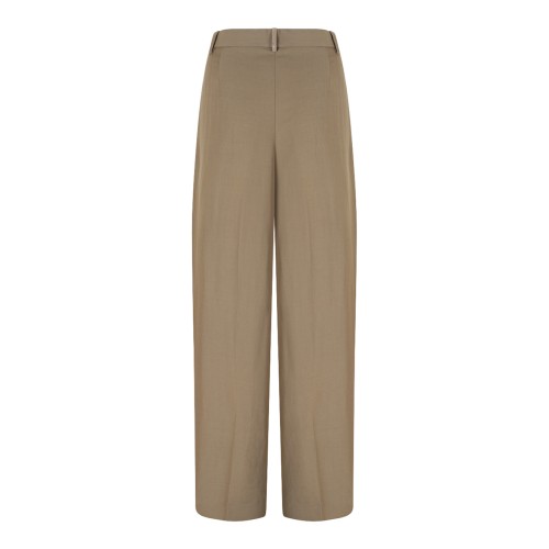 Fabiana Filippi Beige High-Waisted Wide-Leg Trousers.  