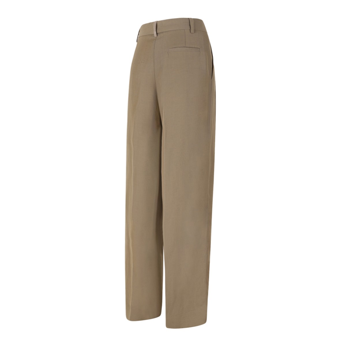 Fabiana Filippi Beige High-Waisted Wide-Leg Trousers.  