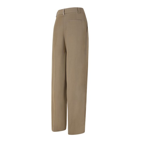 Fabiana Filippi Beige High-Waisted Wide-Leg Trousers.  