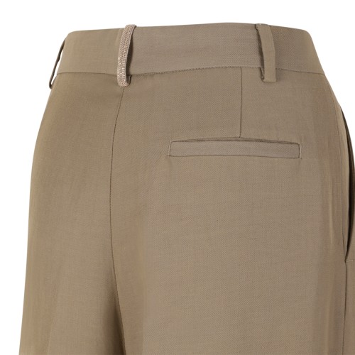 Fabiana Filippi Beige High-Waisted Wide-Leg Trousers.  