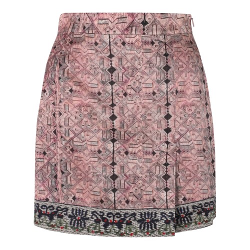 Hui Milano Pink Embroidered Mini Skirt with Ornamental Motifs.