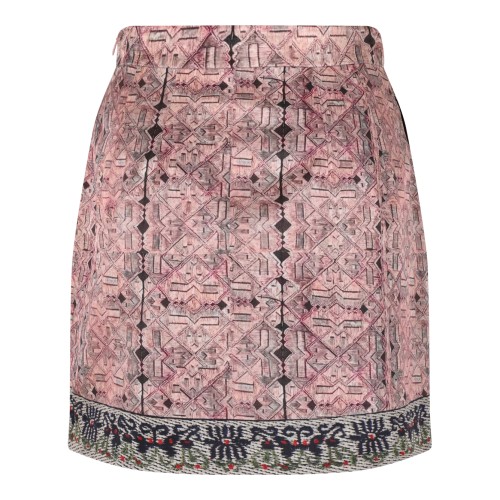 Hui Milano Pink Embroidered Mini Skirt with Ornamental Motifs. 2