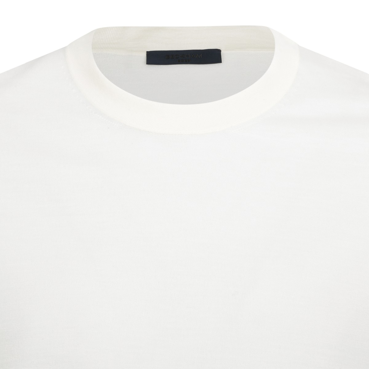 Boss x David Beckham Cream Cotton Crew Neck T-Shirt.