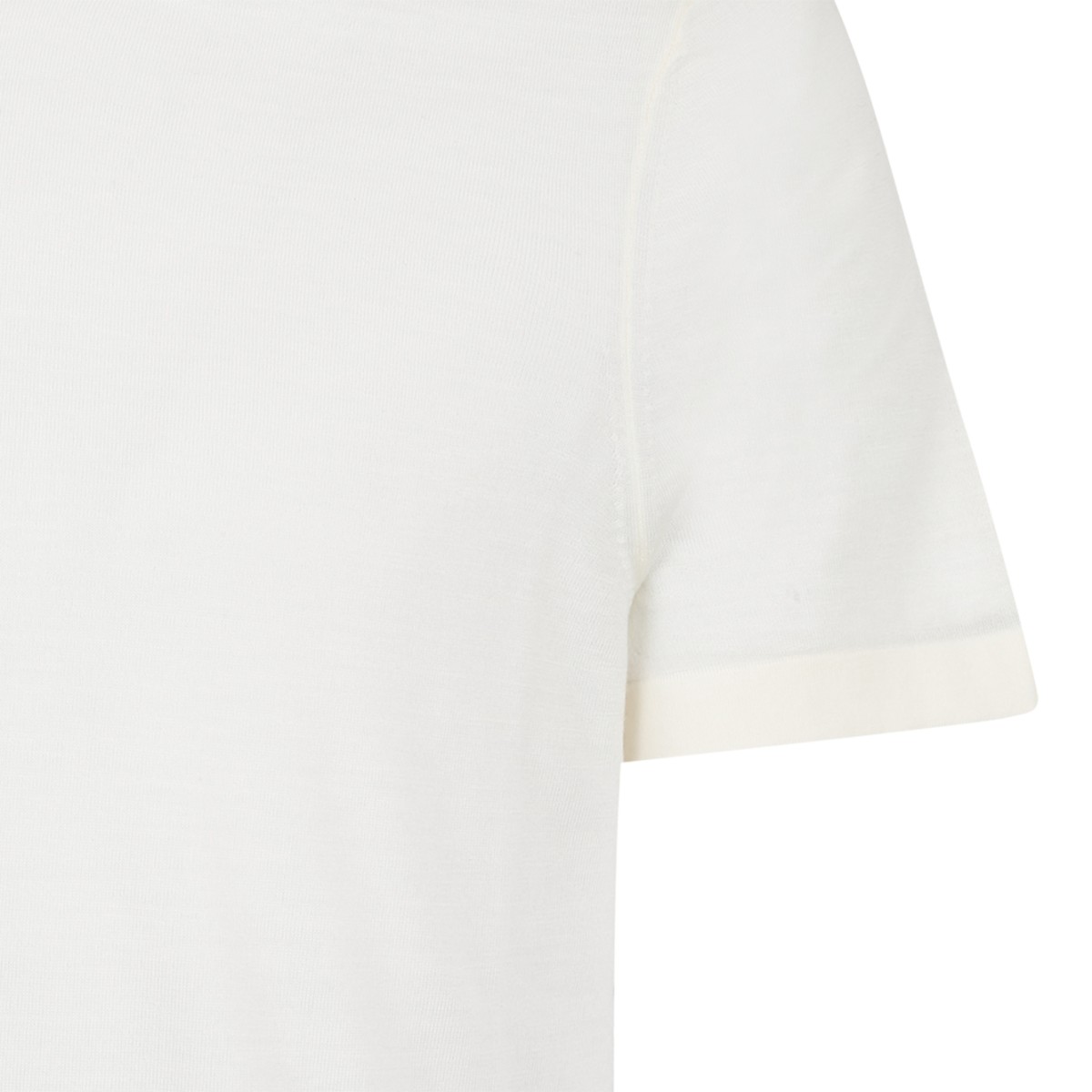 Boss x David Beckham Cream Cotton Crew Neck T-Shirt.