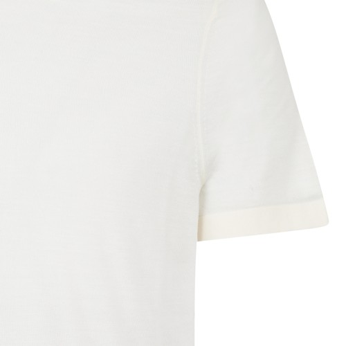 Boss x David Beckham Cream Cotton Crew Neck T-Shirt.