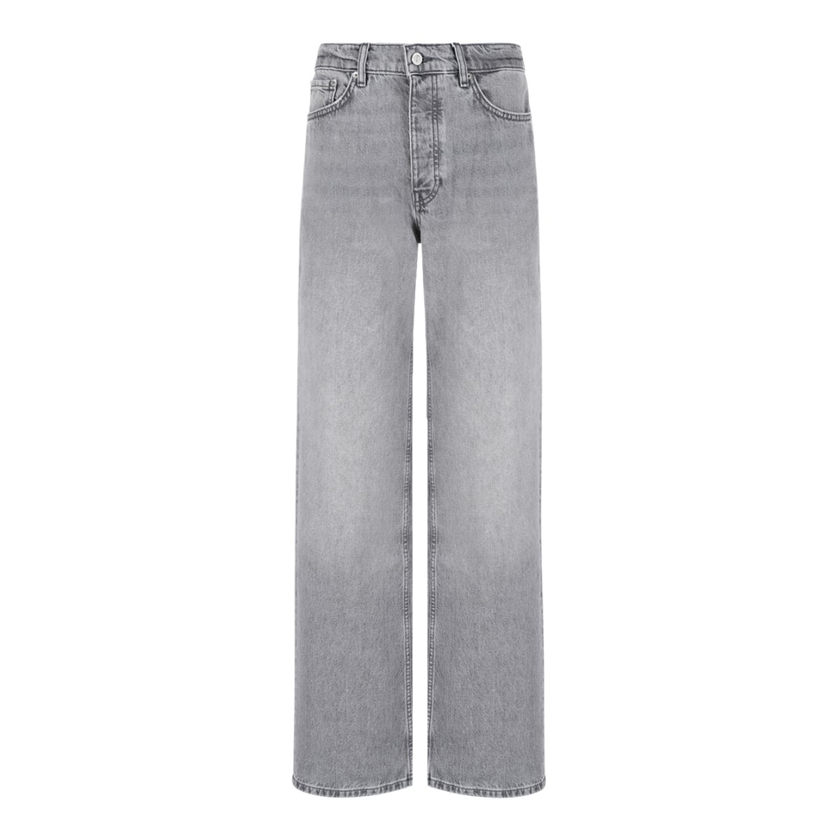 Anine Bing Light Grey Wide-Leg Denim Jeans.