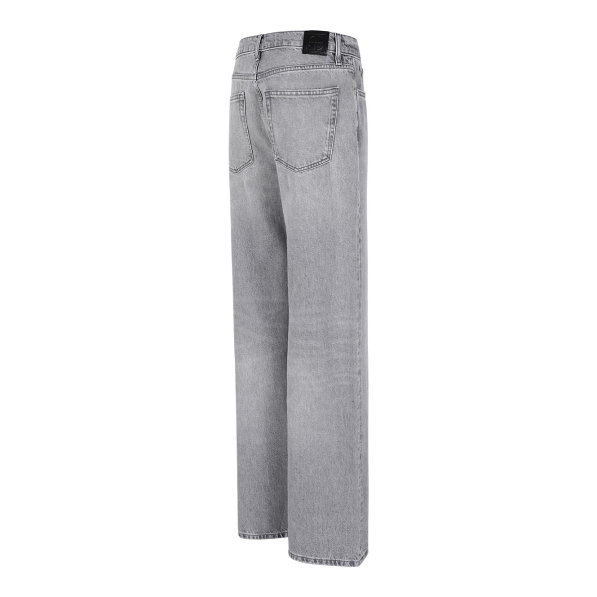Anine Bing Light Grey Wide-Leg Denim Jeans.