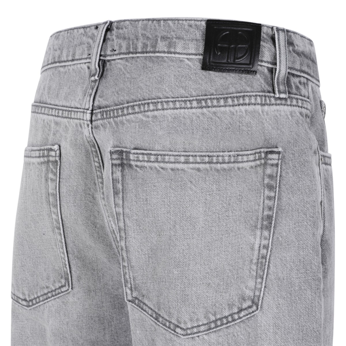 Anine Bing Light Grey Wide-Leg Denim Jeans.