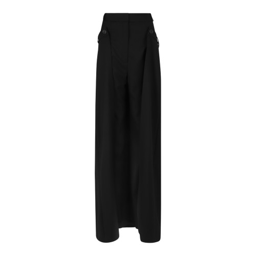 Nissa Black Draped Wide-Leg Trousers. 