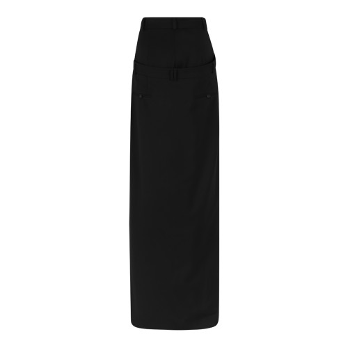 Nissa Black Draped Wide-Leg Trousers. 