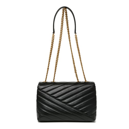 Tory Burch Black Quilted Leather Shoulder Bag.  