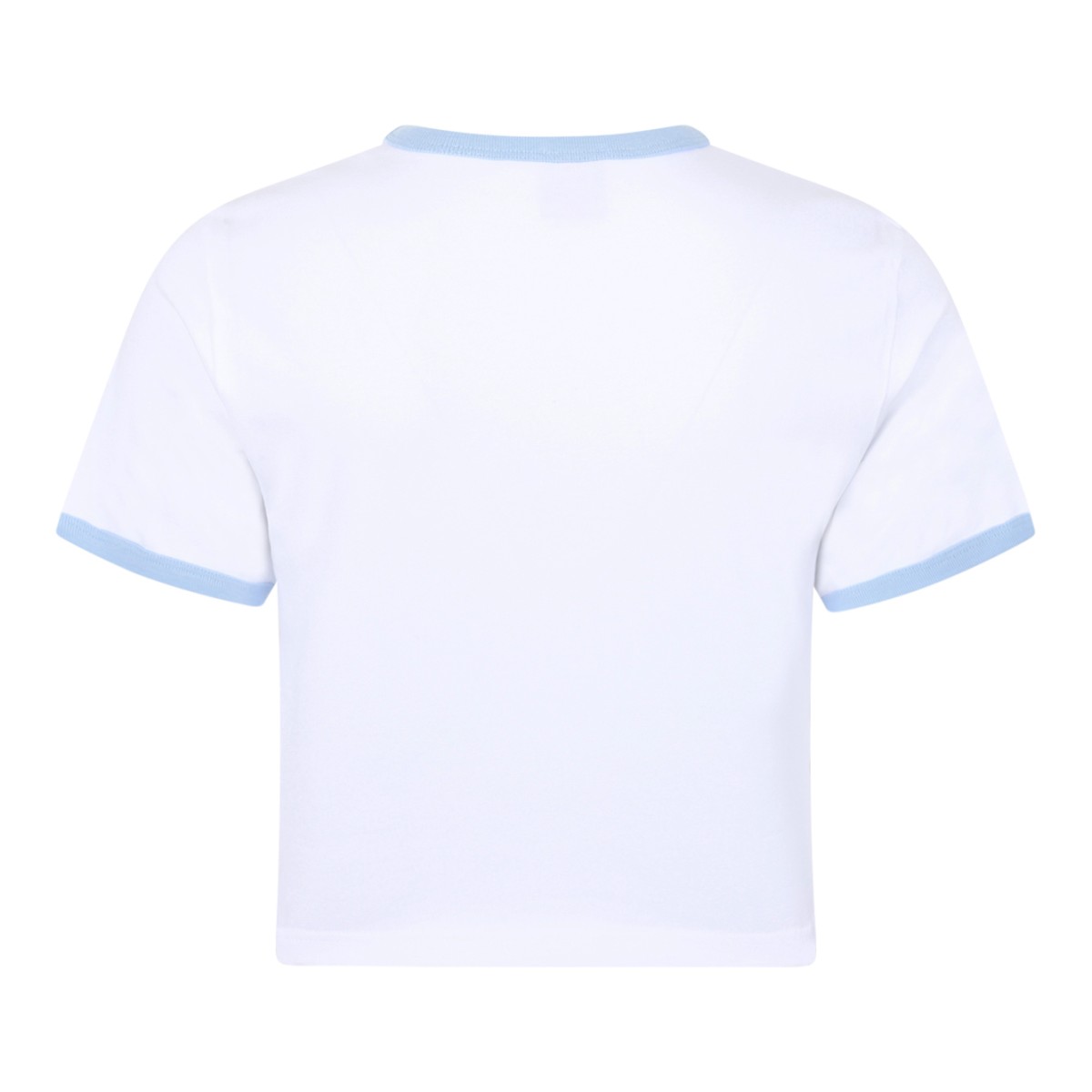 Casablanca White Printed Cotton T-Shirt with Contrast Trim.