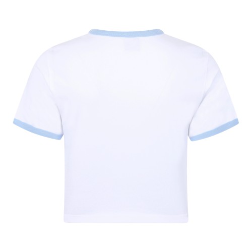 Casablanca White Printed Cotton T-Shirt with Contrast Trim.