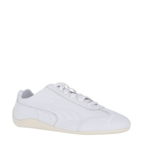 Puma White Low-Profile Leather Sneakers.   2