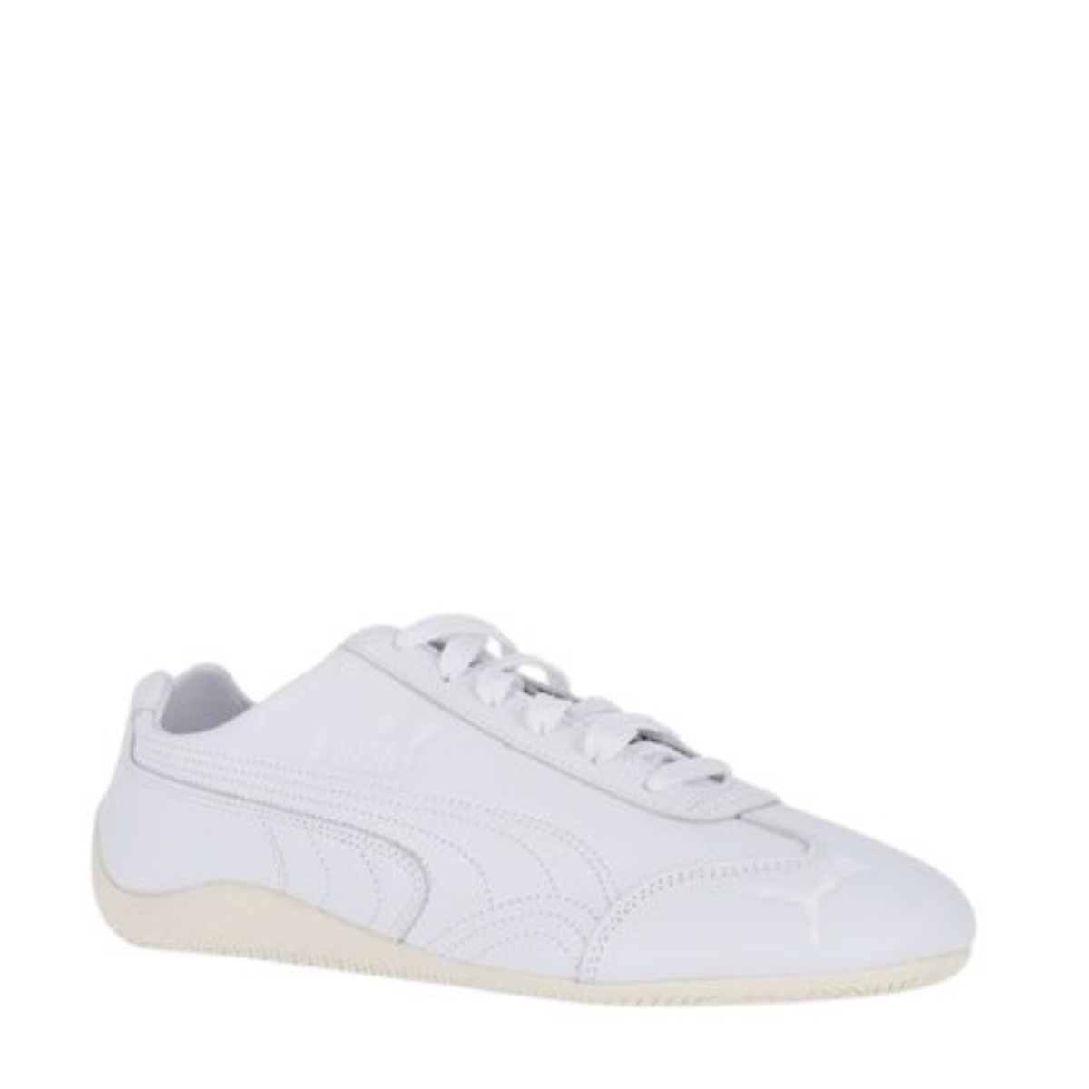 Puma White Low-Profile Leather Sneakers.  