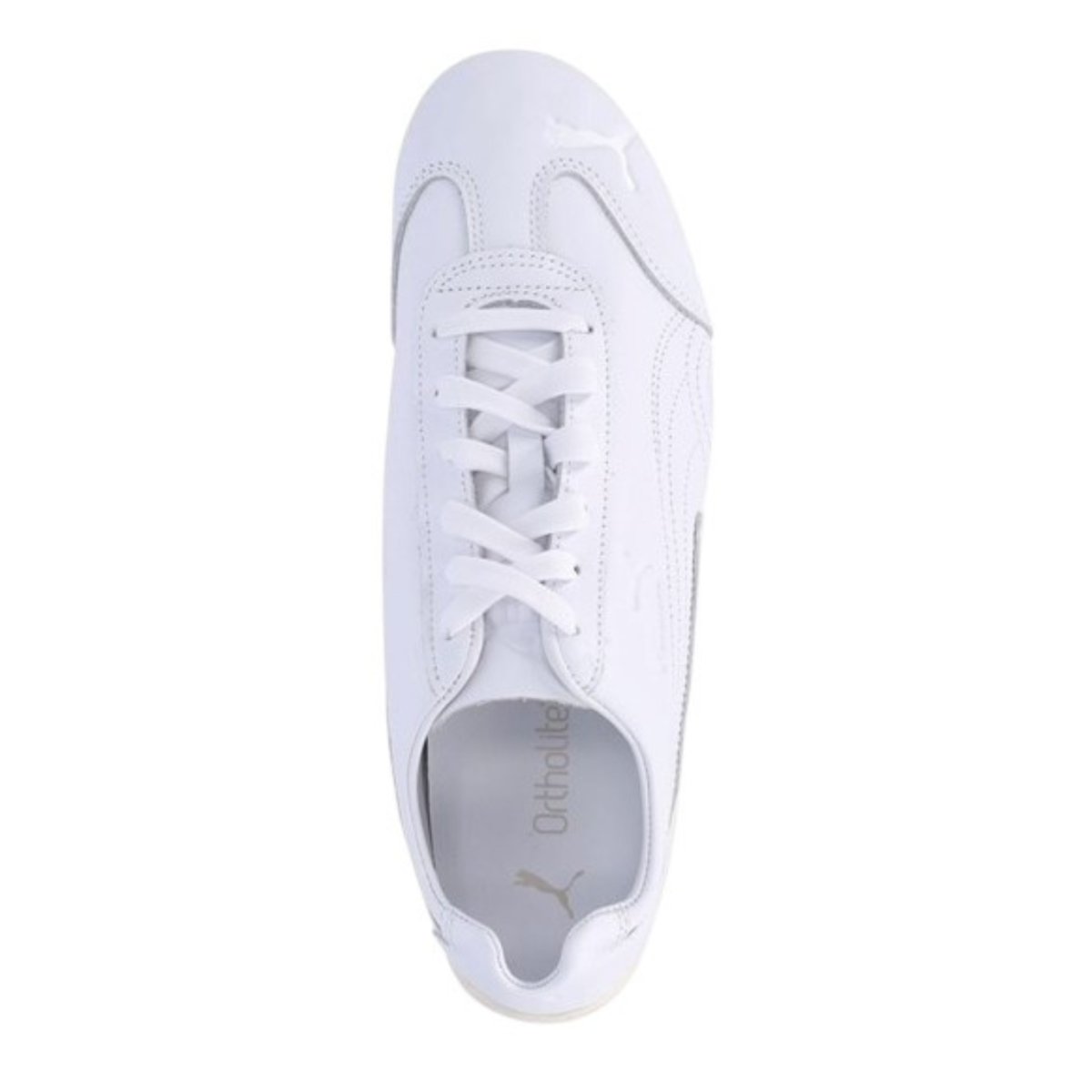 Puma White Low-Profile Leather Sneakers.  