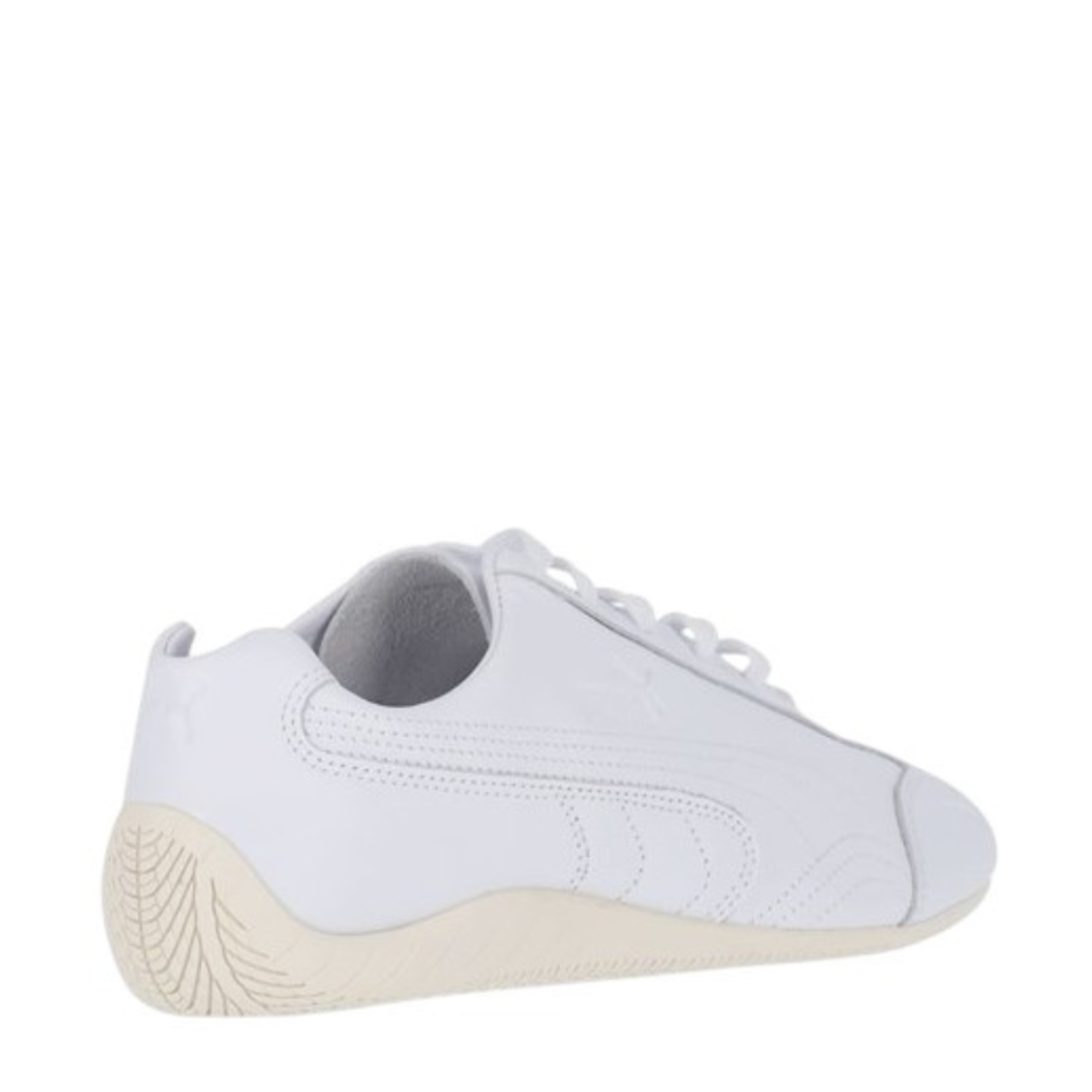 Puma White Low-Profile Leather Sneakers.  