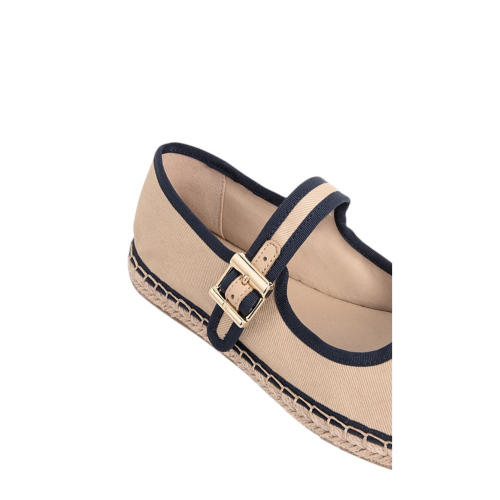 Tommy Hilfiger Beige Espadrille Mary Jane Flats.