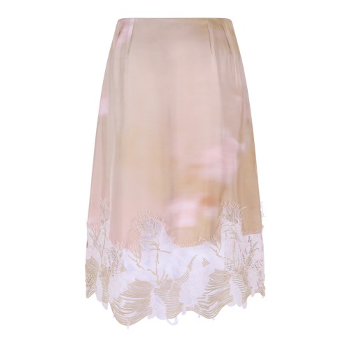 Fabiana Filippi Beige Satin Lace-Trim Midi Skirt.  2