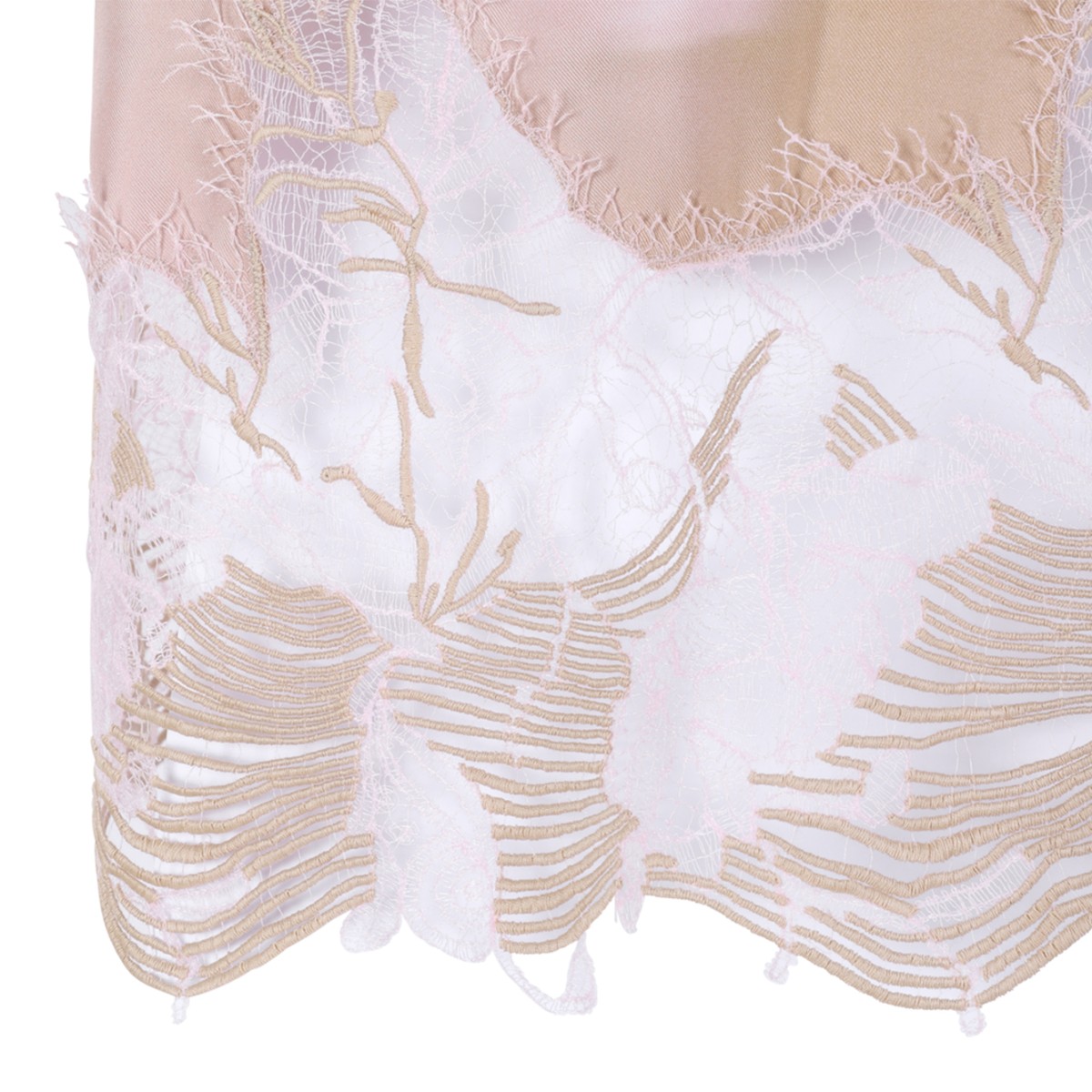 Fabiana Filippi Beige Satin Lace-Trim Midi Skirt. 