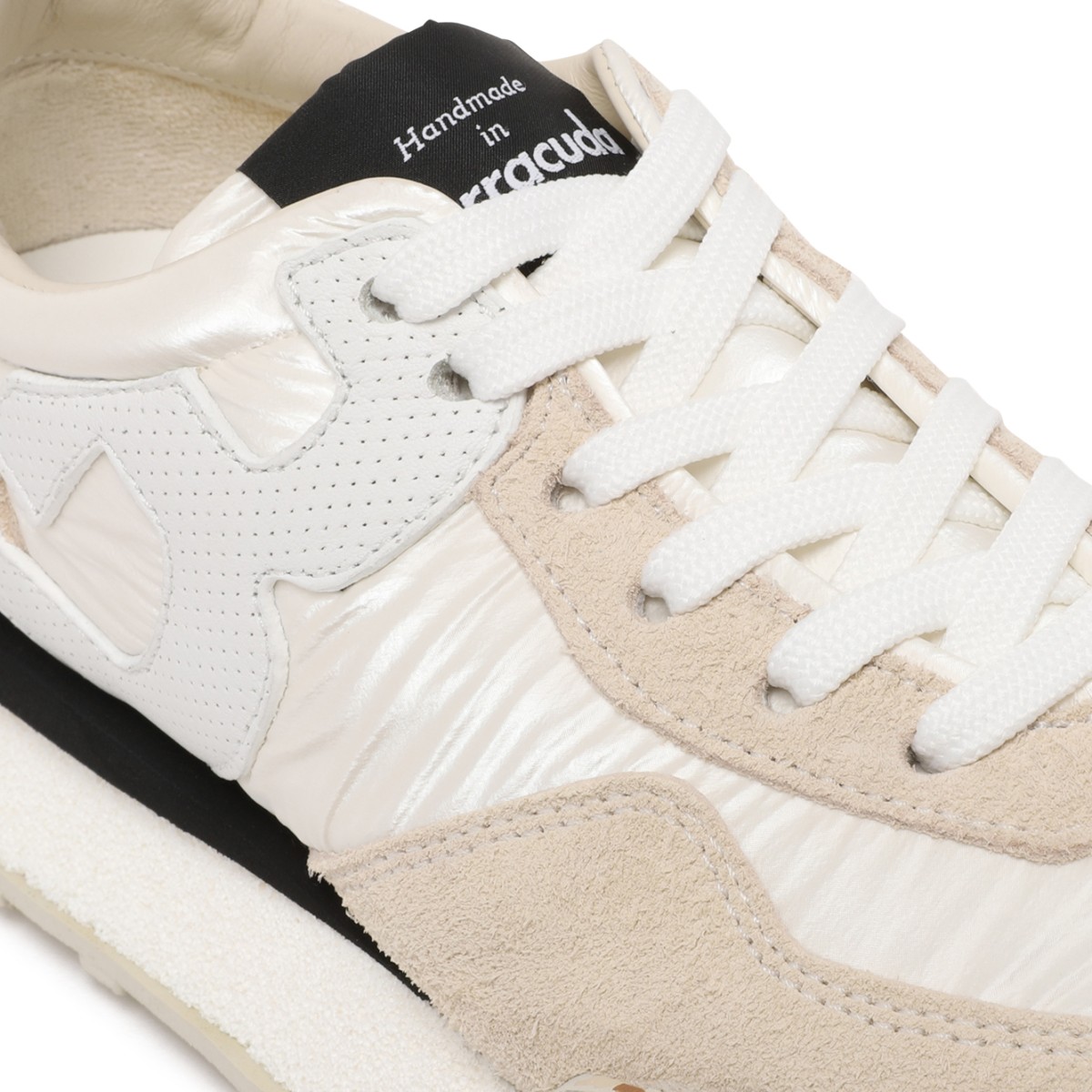 Barracuda White Studded Low-Top Sneakers.
