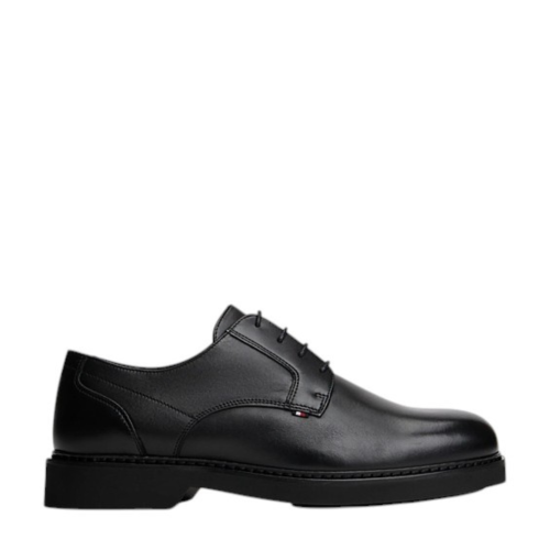 Tommy Hilfiger Black Leather Derby Shoes. 