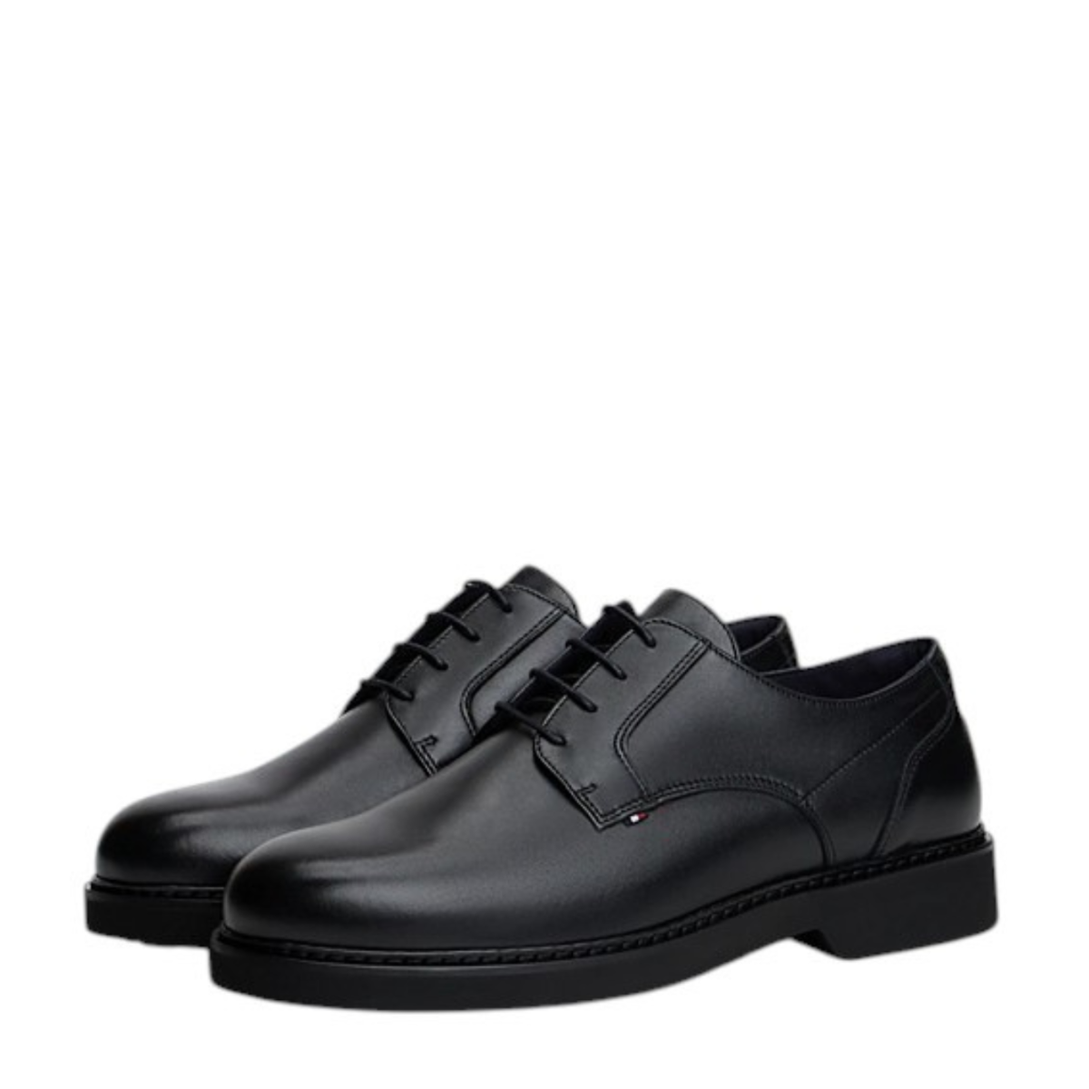 Tommy Hilfiger Black Leather Derby Shoes. 