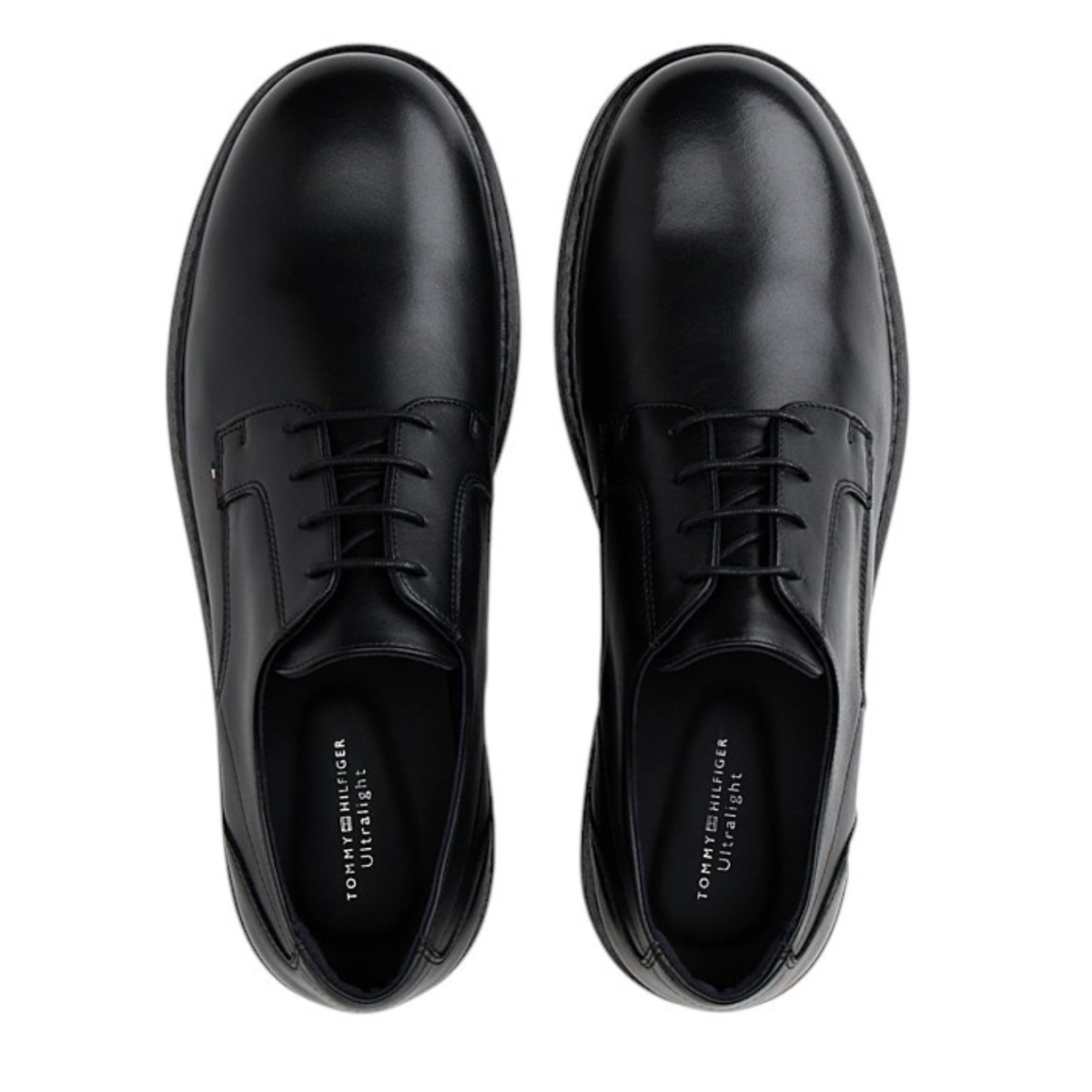 Tommy Hilfiger Black Leather Derby Shoes. 