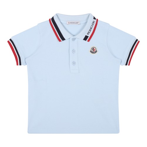 Moncler Kids Light Blue Polo and Navy Shorts Set. 2