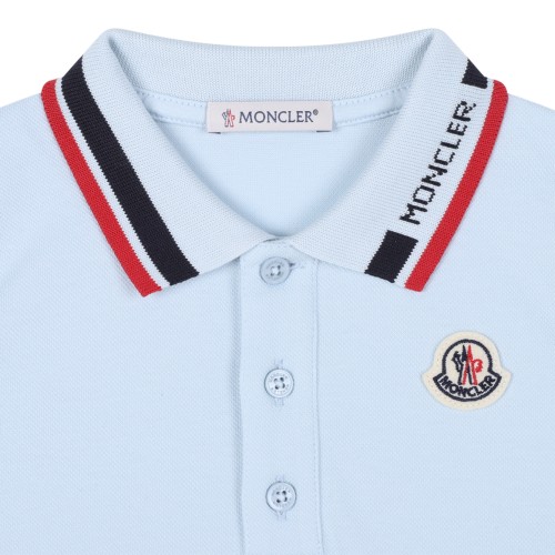 Moncler Kids Light Blue Polo and Navy Shorts Set.