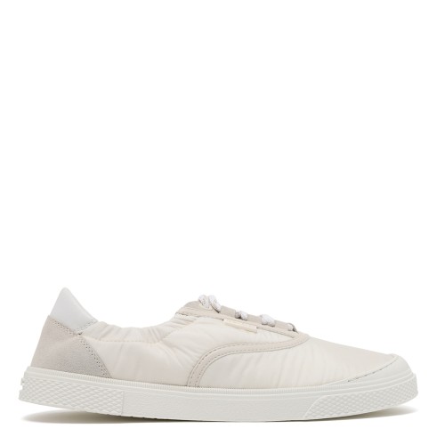 Moncler White Leather Low-Top Sneakers.