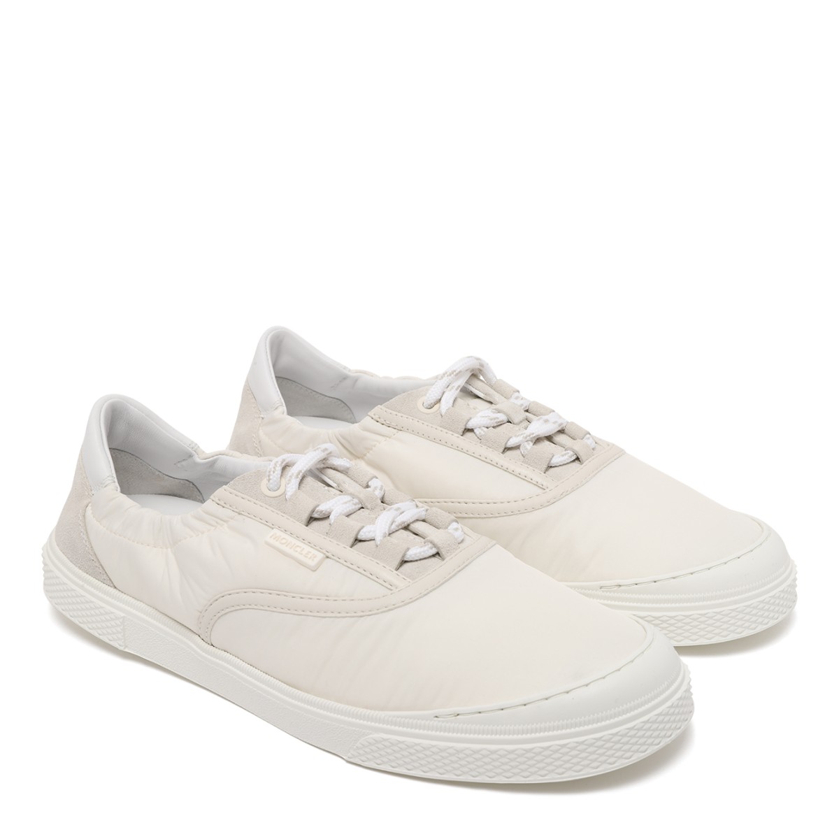 Moncler White Leather Low-Top Sneakers.