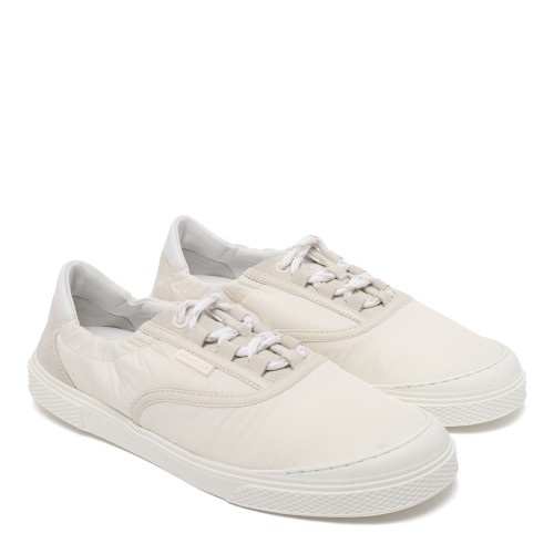 Moncler White Leather Low-Top Sneakers.