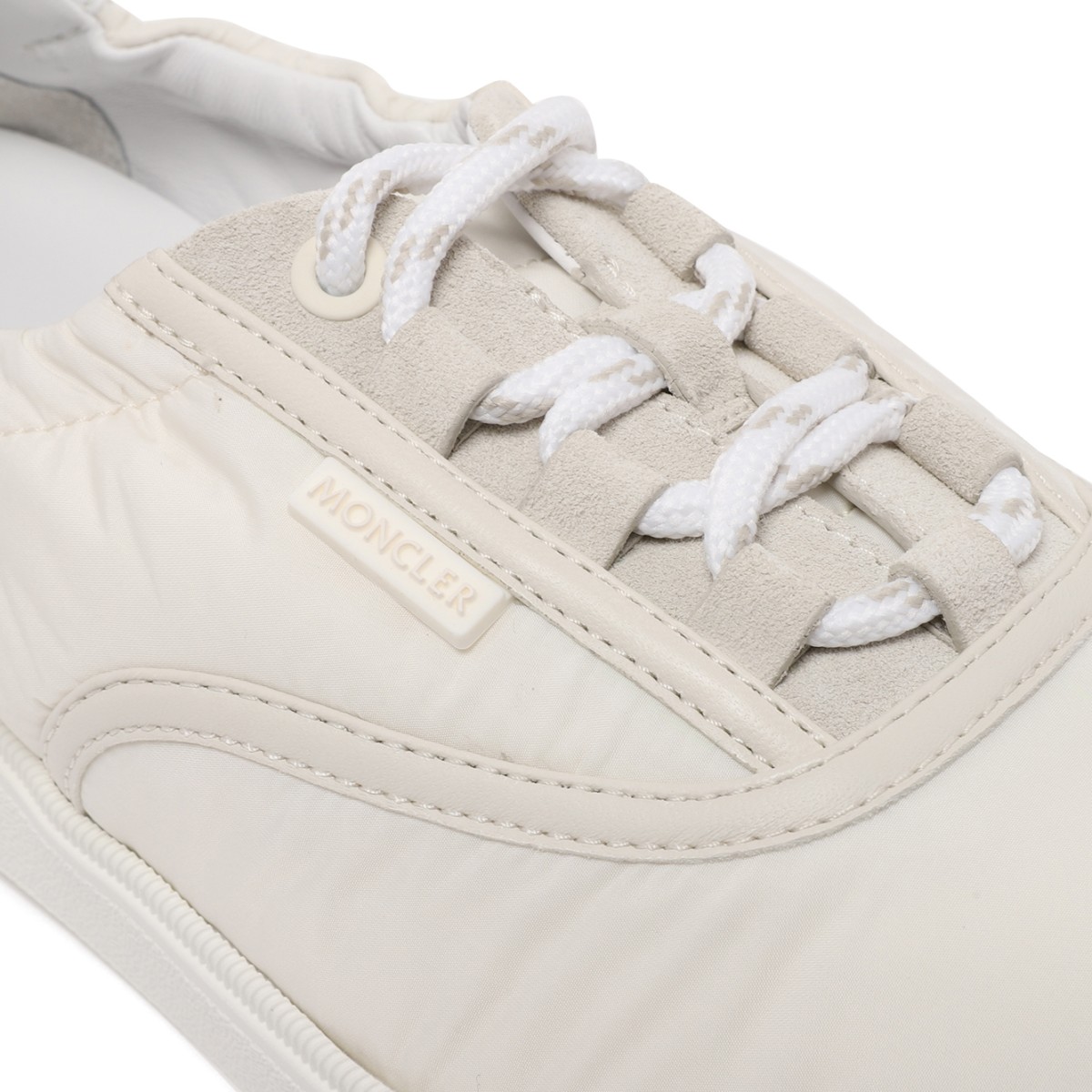 Moncler White Leather Low-Top Sneakers.