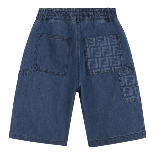 Fendi Kids Blue Denim Bermuda Shorts.