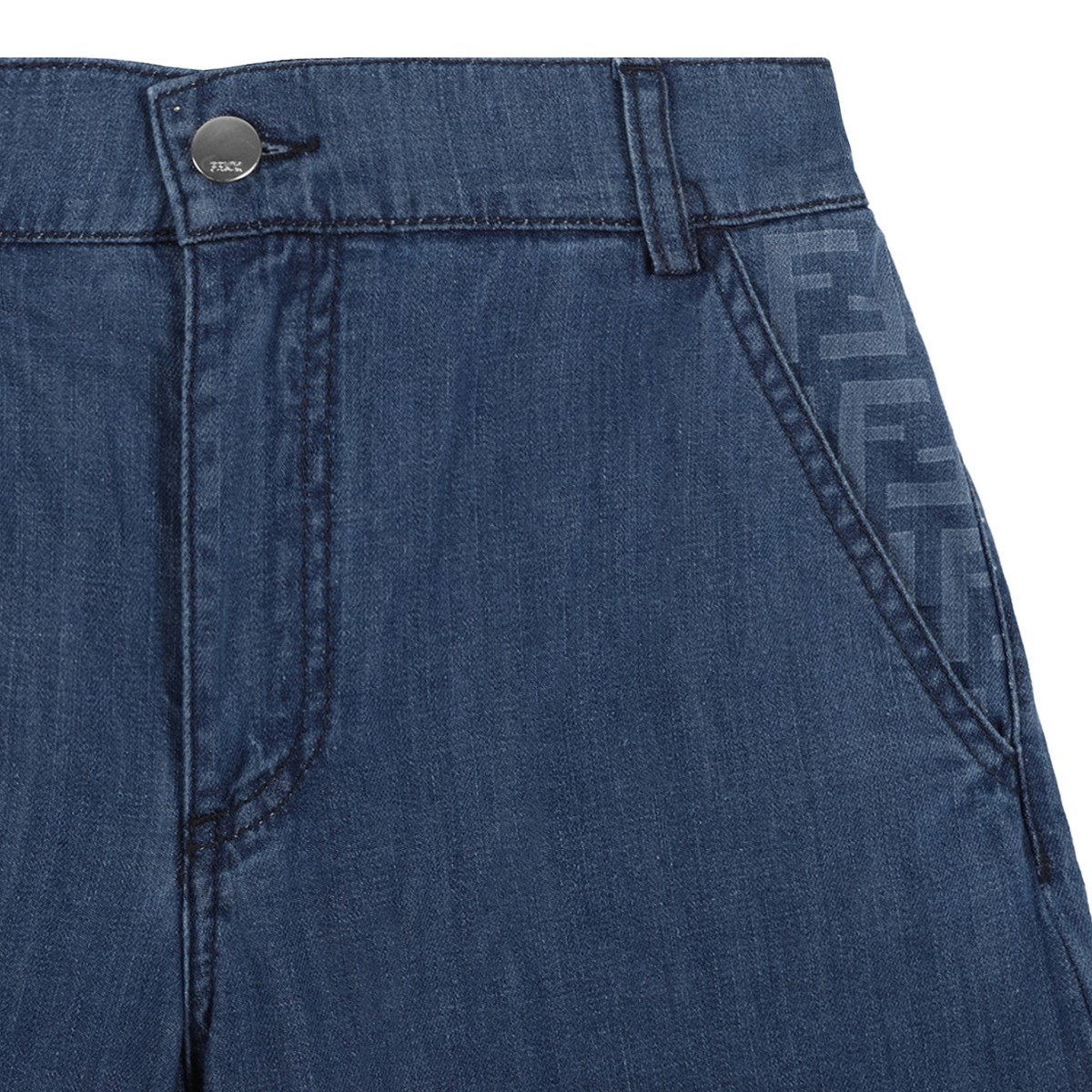Fendi Kids Blue Denim Bermuda Shorts.