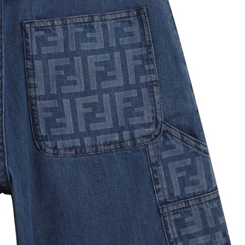 Fendi Kids Blue Denim Bermuda Shorts.