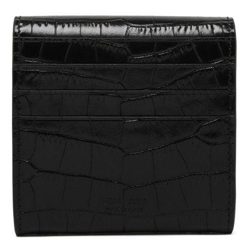 Tom Ford Black Croc-Embossed Leather Wallet with T-Bar Closure. 2