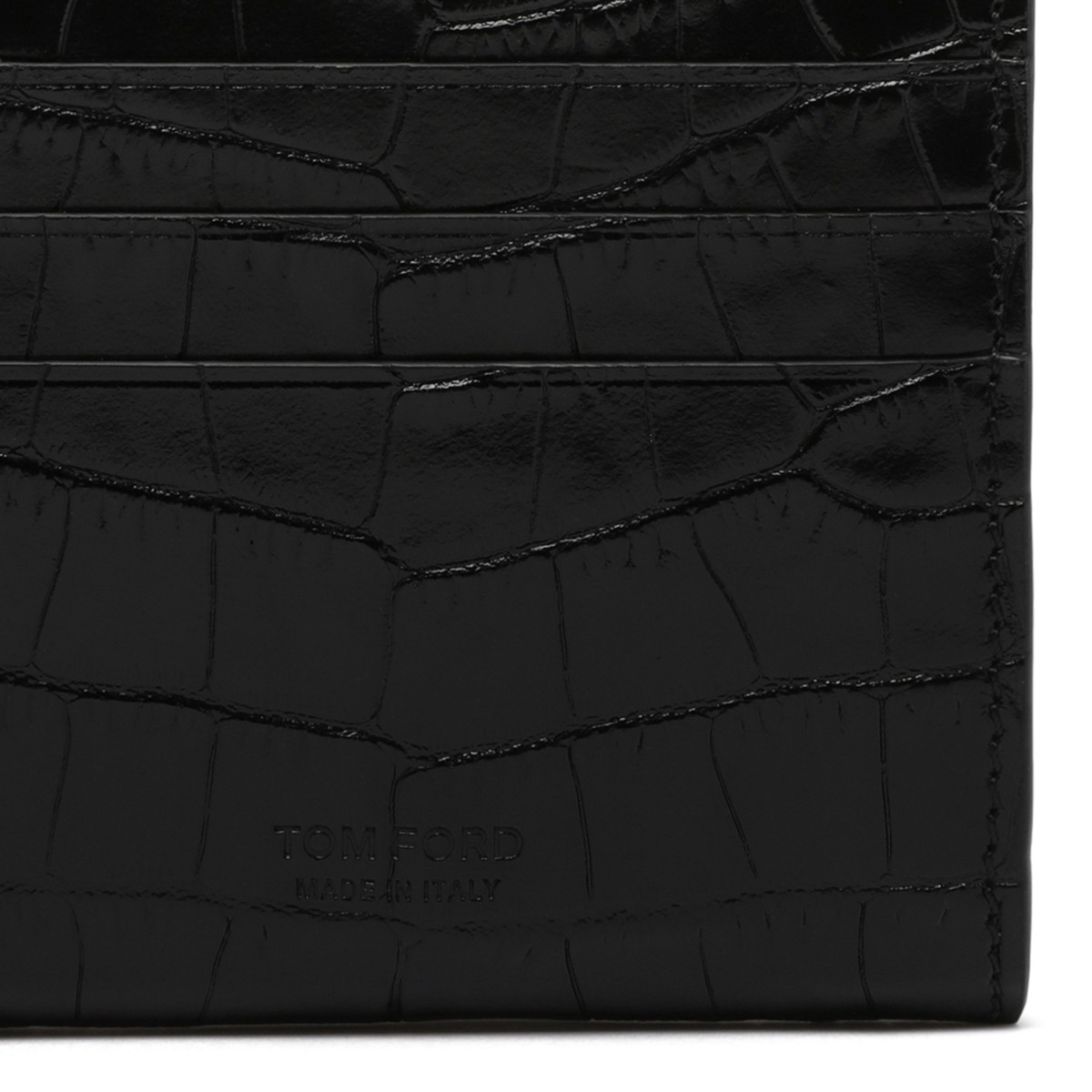 Tom Ford Black Croc-Embossed Leather Wallet with T-Bar Closure.