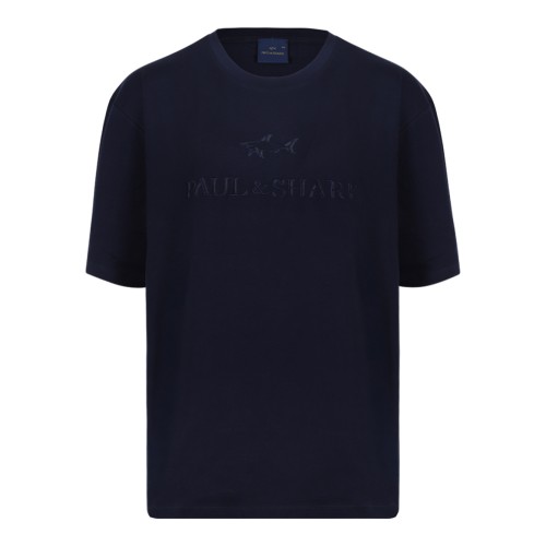 Paul & Shark Navy Blue Logo Cotton T-Shirt.